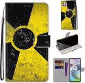 Voor Motorola Moto G 5G Gekleurde Tekening Cross Textuur Horizontale Flip PU Lederen Case met Houder & Kaartsleuven & Portemonnee & Lanyard (Geel Zwart Logo)