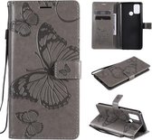 Voor OPPO Realme 7i / C17 3D vlinders reliëfpatroon horizontale flip lederen tas met houder & kaartsleuf & portemonnee (grijs)