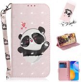 Voor Huawei Y7a 3D Gekleurde Tekening Horizontale Flip Lederen Case met Houder & Kaartsleuven & Portemonnee & Lanyard (Hart Panda)