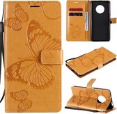 Voor Huawei Enjoy 20 Plus 5G 3D Vlinders Embossing Patroon Horizontale Flip Leren Case met Houder & Kaartsleuf & Portemonnee (Geel)