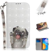 Voor Huawei P Smart 2021 3D Gekleurde Tekening Horizontale Flip Leren Case met Houder & Kaartsleuven & Portemonnee & Lanyard (Mopshond)