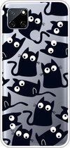 Voor OPPO Realme C12 Gekleurde tekening Clear TPU Cover Beschermhoesjes (Funny Cat)