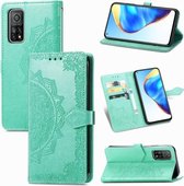 Voor Geschikt voor Xiaomi Mi 10T / Redmi K30S Mandala Bloem Reliëf Horizontale Flip Leren Case met Beugel / Kaartsleuf / Portemonnee / Lanyard (Groen)