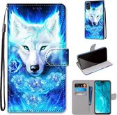 Voor Huawei Honor 9X Lite Gekleurde Tekening Cross Textuur Horizontale Flip PU Lederen Case met Houder & Kaartsleuven & Portemonnee & Lanyard (Dick Rose Wolf)