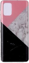 Voor Galaxy A71 marmeren patroon zachte TPU beschermhoes (roze zwarte kleuraanpassing)