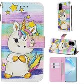 Voor Galaxy S20 + Gekleurd tekeningpatroon Plain Weave Horizontale Flip lederen tas met houder & kaartsleuf & portemonnee & lanyard (Spiral Pony)
