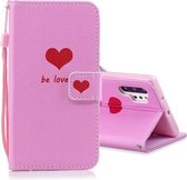 Voor Galaxy Note 10 Pro horizontale lederen flip-hoes met houder en kaartsleuven en portemonnee (een rood hart)