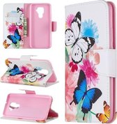 Voor Huawei Mate 30 Lite Gekleurde Tekening Horizontale Leren Flip Case met Houder & Kaartsleuven & Portemonnee (Twee Vlinders)