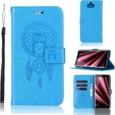 Windgong Uil Embossing Patroon Horizontale Flip Leren Case met Houder & Kaartsleuven & Portemonnee Voor Sony Xperia 10 Plus (Blauw)