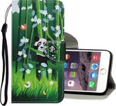 Gekleurde tekening patroon horizontaal Flip PU lederen tas met houder & kaartsleuven & portemonnee & lanyard voor iPhone 8 Plus & 7 Plus (Panda)