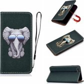 Voor iPhone 8 Plus 3D-schilderij Horizontale lederen flip-hoes met houder & kaartsleuf & portemonnee & lanyard (olifant)