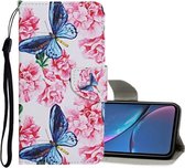 Voor iPhone XR Gekleurd tekeningpatroon Horizontaal leren flip-hoesje met houder & kaartsleuven & portemonnee (Dragonfly Flower)