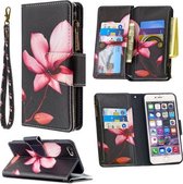 Voor iPhone 6s Plus & 6 Plus Gekleurde Tekening Patroon Rits Horizontale Flip Leren Case met Houder & Kaartsleuven & Portemonnee (Lotus)