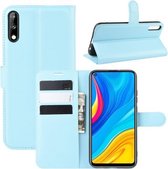 Voor Huawei Enjoy 10 Litchi Texture Horizontale Flip Leren Case met Portemonnee & Houder & Kaartsleuven (Blauw)