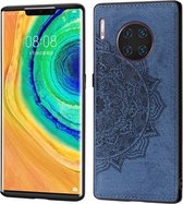 Voor Huawei Mate 30 Pro Reliëf Mandala-patroon PC + TPU + stoffen telefoonhoes met draagkoord & magnetisch (blauw)