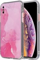 Gekleurd glazuur marmer TPU + pc beschermhoes voor iPhone X / XS (roze)