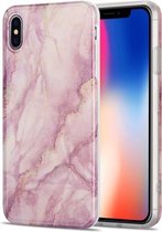 TPU verguld marmeren patroon beschermhoes voor iPhone X / XS (roze)