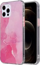 Gekleurd glazuur marmer TPU + pc beschermhoes voor iPhone 12 Pro Max (roze)