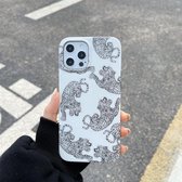 IMD Half-dekking TPU-beschermhoes voor iPhone 12/12 Pro (White Tiger)