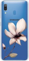 Voor Samsung Galaxy A40 Gekleurd tekeningpatroon Zeer transparant TPU beschermhoes (Lotus)