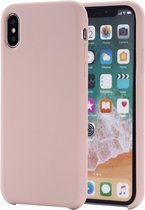 Four Corners Full Coverage Siliconen beschermhoes achterkant voor iPhone XS Max 6.5 inch (lichtroze)