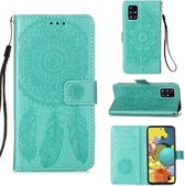 Voor Samsung Galaxy A51 5G Dream Catcher Afdrukken Horizontale Flip Leren Case met Houder & Kaartsleuven & Portemonnee & Lanyard (Groen)
