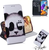 Voor Samsung Galaxy A21s Gekleurde Tekening Horizontale Flip Leren Case met Houder & Kaartsleuf & Portemonnee (Panda)