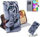 Voor Galaxy A41 Gekleurde tekening Horizontale flip lederen tas met houder & kaartsleuf & portemonnee (tijger)