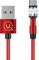 USAMS US-SJ474 U59 2.4A Micro USB roterende magnetische oplaadkabel van aluminiumlegering, lengte: 1m (rood)