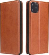 Fierre Shann PU lederen textuur horizontale flip lederen tas met houder & kaartsleuven & portemonnee voor iPhone 11 Pro (bruin)