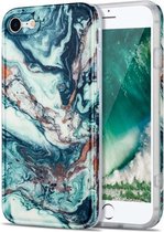 TPU Gilt Marble Pattern beschermhoes voor iPhone 8/7 (groen)