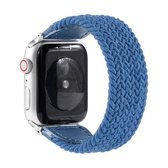 Nylon + leer gevlochten horlogeband voor Apple Watch Series 6 & SE & 5 & 4 40 mm / 3 & 2 & 1 38 mm, maat: S (blauw)