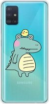 Voor Galaxy A51 Lucency Painted TPU Protective (Bird Crocodile)