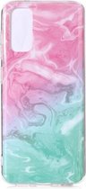 Voor Galaxy S20 Marble Pattern Soft TPU beschermhoes (roze groen)