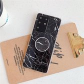 Voor Galaxy A71 TPU glad marmerpatroon met opvouwbare beugel Mobiele telefoonhoes (zwart A30)