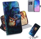 Voor Galaxy S10 Lite (A91) 3D Gekleurde Tekening Horizontale Flip Leren Case met Houder & Kaartsleuf & Portemonnee (Uil)