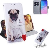 Voor Galaxy S10 Lite (A91) 3D-gekleurde tekening Horizontale flip lederen tas met houder & kaartsleuf & portemonnee (pug)