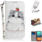 Voor Galaxy A71 3D Formule Patroon Magnetische Aantrekkelijkheid Horizontale Flip Leren Case met Lanyard, Ondersteuning Houder & Kaartsleuf & Portemonnee (Leuke Kat)