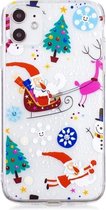 Voor iPhone 11 Pro Christmas Pattern TPU beschermhoes (Pink Deer Santa Claus)