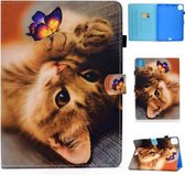Voor iPad Air 2020 10.9 Gekleurde Tekening Stiksels Horizontale Flip Leren Case met Houder & Kaartsleuven & Slaap / Wekfunctie (Vlinder Kat)