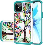 Voor iPhone 12 Pro Max gekleurd tekeningpatroon PU skinny + TPU beschermhoes (kleurrijke boom)