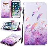 Voor iPhone 8 Plus / 7 Plus Gekleurd tekeningpatroon Horizontaal Flip TPU + PU lederen hoesje met houder & kaartsleuven & portemonnee & lanyard (aquarelveren)