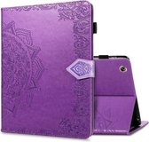 Voor iPad 2/3/4 Halverwege Mandala Reliëfpatroon Horizontale Flip PU lederen tas met kaartsleuven en houder (paars)