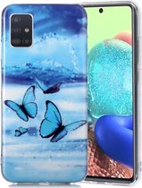 Voor Samsung Galaxy A51 5G Lichtgevende TPU zachte beschermhoes (vlinders)