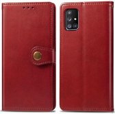Voor Galaxy A71 5G retro effen kleur lederen gesp telefoonhoes met fotolijst & kaartsleuf & portemonnee & beugel functie (rood)