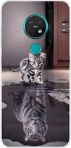 Voor Nokia 6.2 / 7.2 Gekleurd tekeningpatroon Zeer transparant TPU-beschermhoes (Cat Tiger)