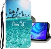 Voor Huawei Y6p 3D Gekleurde Tekening Horizontale Flip PU Lederen Case met Houder & Kaartsleuven & Portemonnee (Kokospalm)