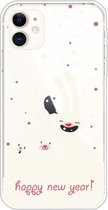 Voor iPhone 11 Trendy schattig kerstpatroon Case Clear TPU Cover Phone Cases (Three White Rabbits)