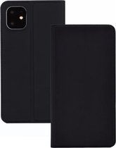 Voor iPhone 11 Pro Ultradunne spanning Gewoon magnetische zuigkaart TPU + PU mobiele telefoonjas met klauwplaat en beugel (zwart)