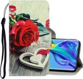 Voor Huawei Mate 30 3D Gekleurde Tekening Horizontale Flip PU Leren Case met Houder & Kaartsleuven & Portemonnee (Rode Roos)